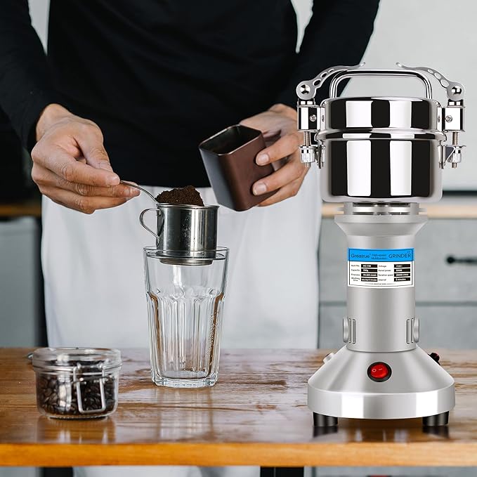 150g Grain Mill Grinder Spice Grinder Flour Mill High Speed Electric Stainless Steel Pulverizer Dry Grinding Machine for Spices Flour Wheat Corn Coffee Herbs