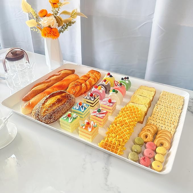Serving Tray Platter, 22'' x 15'' x 1.6'', 2 Pcs Food Tray for Veggie Fruit Snack Dessert Cookie Cheese, Food Trays for Party Supplies Display, Large Platters for Serving Food, BPA Free
