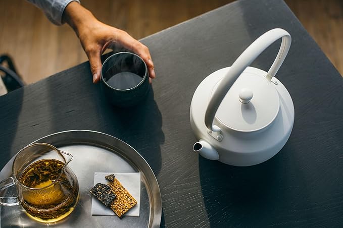 BALMUDA MoonKettle | Electric Kettle with Temp Control (122°F - 212°F) | HOLD & Keep Warm | 900ml (30 fl oz) | Soothing Ambient Light & Sound | Precision Pour Spout | White