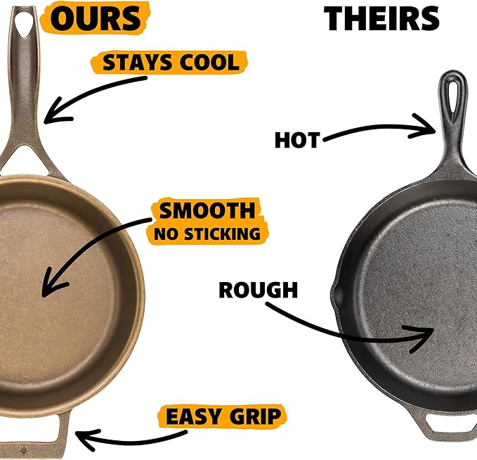 Stargazer 10.5-Inch Cast Iron Skillet | Made in USA, Seasoned, Premium Frying Pan for Grilling, Searing, Baking & More – Durable Cast Iron with Smooth Cooking Surface