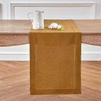Solino Home Linen Brown Sugar Table Runner 144 Inches Long - 100% Pure Linen Extra Long Table Runner 14 x 144 Inch for Summer, Fall, Autumn - Classic Hemstitch