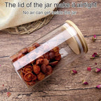 Glass Storage Jar With Airtight Seal wooden, Lid, 25 Ounce Set of 2, 750ml Coffee Bean and Kitchen Food Container