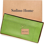 Solino Home Linen Tablecloth for Rectangle Tables 60 x 90 Inch - Classic Hemstitch 100% Pure Linen Lime Green Table Cloth - Machine Washable Cloth Tablecloth for Summer