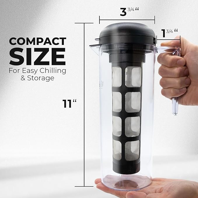 VINCI Cold Brew 360, 1.4L Cold Brew Coffee Maker Featuring Patented Dual Filter 360 Brewing Technology, Cold Brew Pitcher for Iced Coffee