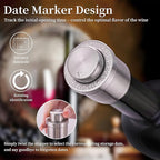 Wine Stoppers Vacuum for Wine Bottles - 2-Pack Stainless Steel Wine Saver with Date Markers, Reusable, Leak-Proof Wine Preserver, Perfect Gifts for Wine Lovers & Bar Accessories