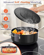 Nuwave Essential Series 5PC Ceramic Cookware Set PFAS-Free, G11 Duralon Blue Coating, Pots and Pans Set Non Stick, Diamond Scratch-Resistant,Stay-Cool Handle, Metal Lid,Induction Ready,Dishwasher Safe