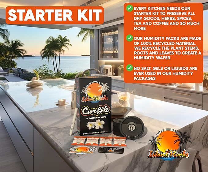 Digital Starter Curing Kit: V2 Lid Set - 4 Airtight Digital Wide Mouth Mason Jar Lids, Celsius/Fahrenheit, ON/OFF Switch + 8G Organic 2 Way Humidity Packs (4-Pack)