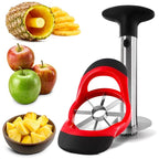 Pineapple Corer and Slicer Tool – Stainless Steel Pineapple Peeler Tool with Reinforced Thick Blade for Effortless Slicing – Core Remover and Cutter for Diced Fresh Rings, Black Handle, Easy to Clean