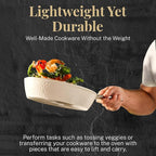 Gotham Steel Hammered 15Pcs Ceramic Cookware Set Nonstick, Induction Pots and Pans Set Non Stick with Bakeware Set & Steamer for Cooking, Non Toxic PFOA PFOS Free, Oven & Dishwasher Safe, Cream White