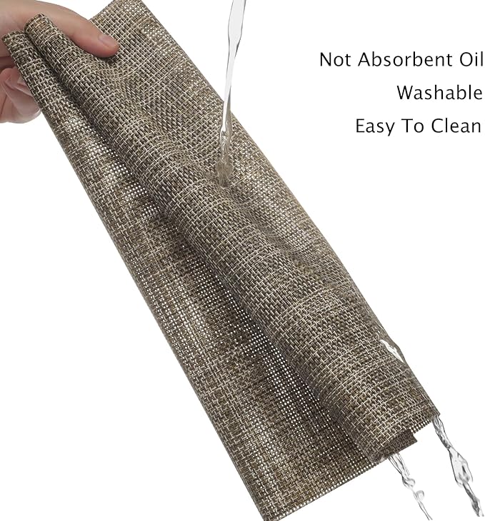 Myir JUN Placemats Set of 4, Vinyl Woven Placemats Place Mats Indoor Set of 4 Washable Table Mats Non-Slip Place mats for Dining Table (Caramel, Set of 4)