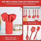 HaWare Kitchen Utensils, 14 PCS Silicone Cooking Utensils Set, Heat Resistant Kitchen Utensils for Non-stick Cookware, Kitchen Gadgets Tools with Spoons, Spatulas, Whisk, Dishwasher Safe (Red)