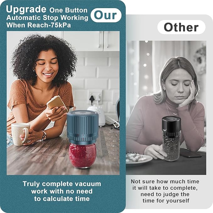 M12 Auto Stop Electric Mason Jar Vacuum Sealer - 2025 Upgrade Smart Jar Vacuum Sealer for Mason Jars with Wide and Regular Mouth Canning Jar Lids Portable Mason Jar Sealer Machine Kit