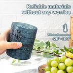 YOUBET 24PCS Plastic Hobnail Drinking Glasses - 14 Oz Blue Vintage Glasses Drinkware - Disposable Beaded Cups for Juice, Wine, Party