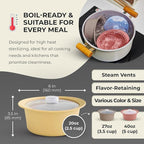 20oz Platinum Silicone Microwave Steamer Pot with Handle & Lid - Korean 100% Food-Grade Steamer Bowl, Heat-Resistant Cooker with Steam Holes, Easy Clean, Dishwasher Safe, Yellow