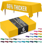 Exquisite 66% Thicker Premium Plastic Table Cloth Rectangle Table Cover 0.5 Mil 6 Pack Yellow Table Cloth 54 Inch x 108 Inch Disposable Tablecloth Won't Tear Easily Like Cheap Thin Brands