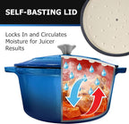 MÜELLERHOME 4.5 QT Enameled Cast Iron Dutch Oven, Heavy-Duty Casserole Dish and Braiser Pan with Lid and Stainless Knob, Oven-Safe up to 500° F & Across All Cooktops, Aqua Blue