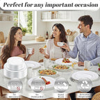 WDF 120PCS Plastic Christmas Plates White Silver Rim - Disposable Plates including 60PCS for Dinner 10.25inch, 60 Salad/Dessert Plates 7.5inch Heavy Duty Wedding