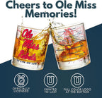Greenline Goods – University of Mississippi Rebels College Whiskey Glasses (Set of 2), 10 oz – Full-Color Logo + Campus Map