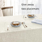 Waterproof Cotton Linen Tablecloths Rectangle Dining Table Cloth, Wipe Clean Indoor & Outdoor Table Cover for Buffet Party and Banquets, Wrinkle Resistant（54"x86"） Beige