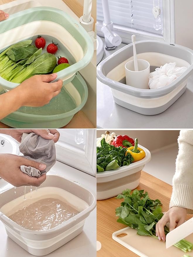 2pcs Folding Colander Bowls Strainers for Kitchen, Double Layer Drain Basket and Fruits Bowl, Multipurpose Food Prep Container for Pasta, Spaghetti, Vegetables, & Fruit Draining (Milky white)