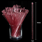 100 Pieces Disposible Plastic Round Top Crystal Swizzle Sticks (Red)