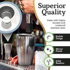 Highball & Chaser Cocktail Shaker Set: Bartender Kit for Home Bar Mixology Cocktail Bar Set Plus E-Book with 30 Recipes (Silver)