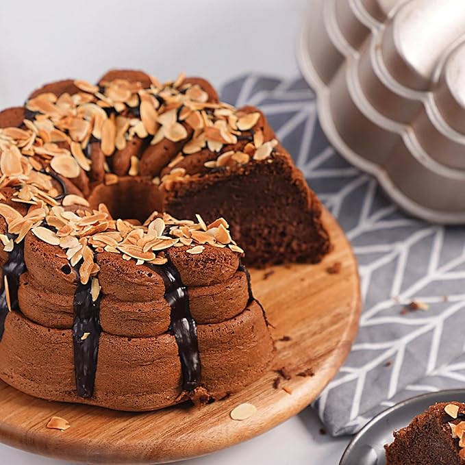 Baker's Secret for Fluted Cake Pan, Fluted Cake Pans, Perfect for Fluted Cakes, Die Cast Aluminum Cake Pans, 2 Layers Non-stick Coating, Novelty Cake Pan - The Cast Aluminum Collection (Petal)