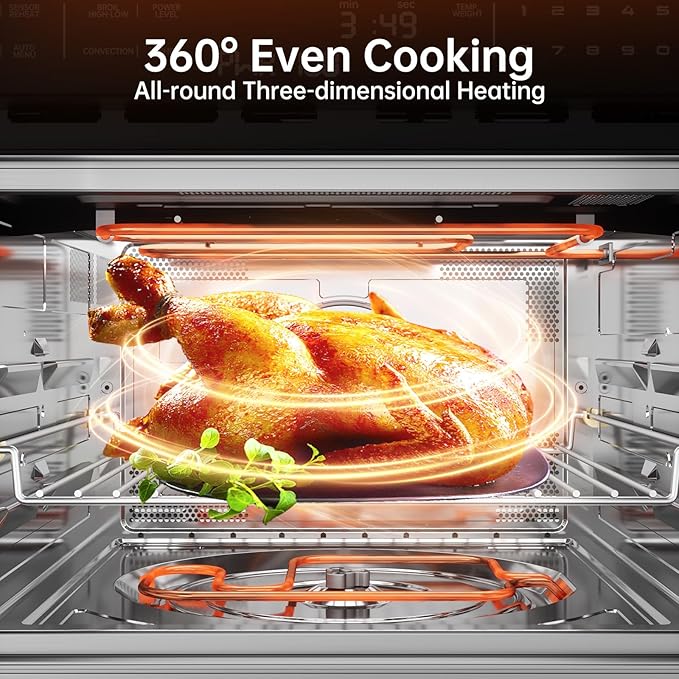 24 Inch Built-in Microwave and Convection Oven Combination, ThermoMate 1.6 Cu. Ft. Wall Oven Microwave Combos, 1000 Watt Power, Sensor Cook, Touch Control LCD Display, Stainless Steel Finish