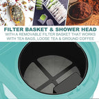 LITIFO Iced Tea Maker and Iced Coffee Maker Brewing System with 2.5-quart Pitcher, sliding strength selector for Taste Customization, Stainless Steel (Green)