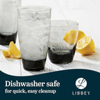 Libbey Classic Rocks and Tumbler Glasses Set of 16, Smoke Hue, Lead-Free Water Glasses, Dishwasher Safe Drinking Glasses Set