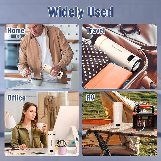 Travel Electric Kettle Portable Mini Kettle,Small Hot Water Boiler with 4 Temperature Settings,304 Stainless Steel,Fast Boiling Water with Auto Shut-Off and Boil Dry Protection,400ml (Beige, 400ML)