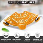 Clip On Strainer, Pot Strainer for Pasta, Vegetables, Fruit and Meat- Kitchen Silicone Strainer Colander for All Pots, Pans and Bowls (Orange)