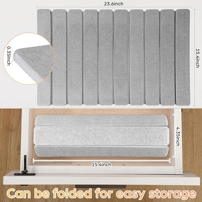 Nuanchu 2pack Large Stone Dish Drying Mat for Kitchen Counter, 23.6"(L)x15.4"(W), Collapsible Diatomaceous Earth Water Absorbing Mat for Dishes Bottles Cups, Match Any Countertop (Light Grey)