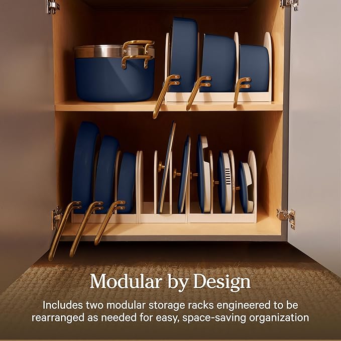 Our Place 17-Piece Essentials Complete Cookware Set - Ceramic Fry Pans, Saucepans, Sauté Pan, Stock Pot, Strainer Basket & Modular Storage | Thermakind™ Nonstick, Oven Safe up to 450°F | Blue Salt