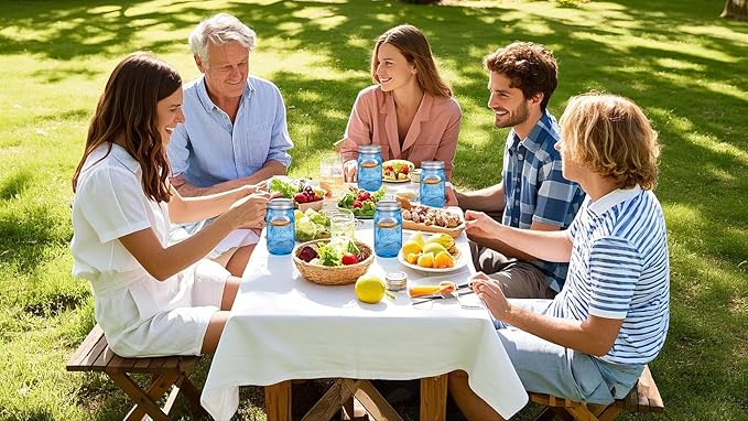 WELLIFE Wide Mouth Mason Jars,12 Pack Blue Mason Jars 32 OZ,Mason Jar for Decor Canning & DIY Crafts,Food Storage,Fermenting,Pickling,Meal Prep