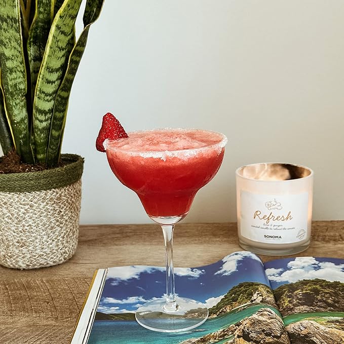 MORA PURE Margarita Glasses Set of 4, 12 oz Modern Bar Glass for Martini, Frozen Daiquiri, Tropical Summer Parties - Classic Coupe Cocktail Drinkware, Great Gift for Mixologists, Hand Blown Crystal