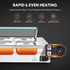WILPREP 10-Pan Commercial Food Warmer with Sneeze Guard, Ten 1/2 Pans, 1500W Countertop Electric Warmer, 86-185°F Adjustable Temp Control, Stainless Steel Buffet Bain Marie