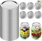 ZukoCert 24 Pcs 70mm Regular Mouth Canning Jar Lids, Leak-Proof Airtight Split-Type Metal Lids for Ball & Kerr Jars, Home Canning & Preservation