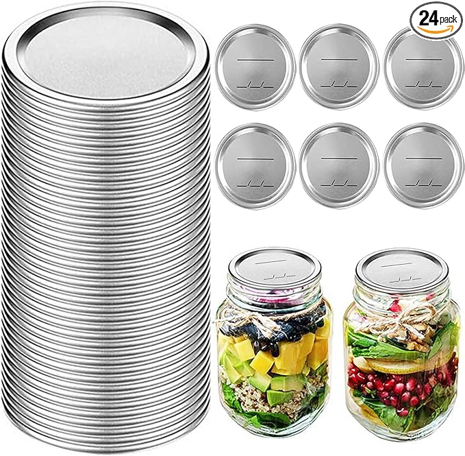 ZukoCert 24 Pcs 70mm Regular Mouth Canning Jar Lids, Leak-Proof Airtight Split-Type Metal Lids for Ball & Kerr Jars, Home Canning & Preservation