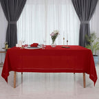 D'Moksha Homes Red Linen Tablecloth 60 x 120 Inch - 100% Pure Linen Hemstitch Tablecloth for Rectangle Tables - Classic Hemstitch, Machine Washable Table Cloth for Summer, Fall and Halloween