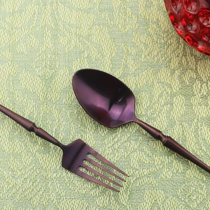 Gugrida Unique & Beautiful Flatware Set - 20 Piece Iridescent Silverware Sets | 18/10 Stainless Steel Reusable Cutlery Set | Purple Utensils Service For 4 with Dessert Fork, Knife, Spoon, Dinner Fork