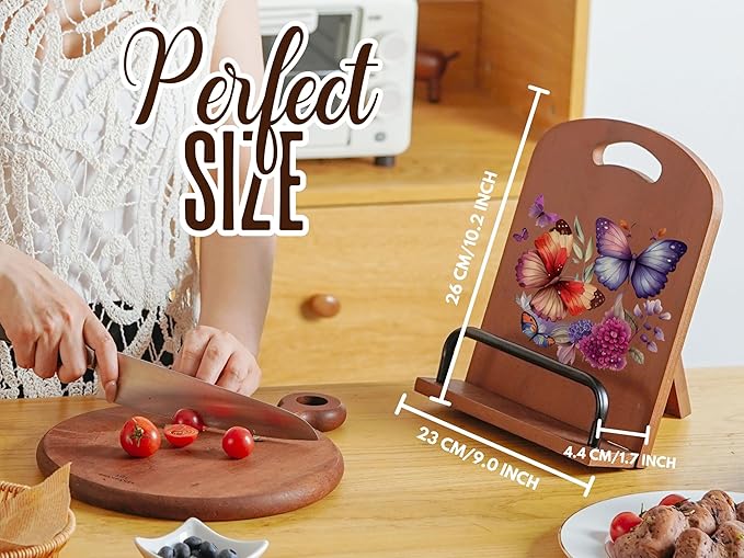 InnoBeta Butterfly Gifts for Women, Cookbook Stand for Kitchen Counter, Perfect Gift for Mom, Grandma on Birthday, Adjustable Tablet Recipe Book Holder, Unique Kitchen & Home Decor
