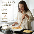 5PCS Pots and Pans Set Non Stick, Kitchen Cookware Sets with Detachable Handle, Induction Cookware Sets, Non Stick RV Cookware Cooking Set, Dishwasher ＆ Oven Safe, PFOA Free, Cream White