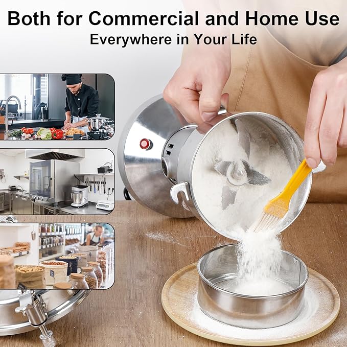 Grain Flour Mill Grinder Electric,550g Food Spice Powder Wheat Maker Stainless Steel Rice Bread for Kitchen Home Commercial Pepper Coffee Corn Nut Dry