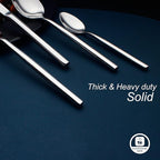 24 Piece Silverware Set For 6 Heavy duty 18/10 Stainless Steel Flatware Set Modern Design Knife/Fork/Spoon Mirror Polished Dishwasher Safe Cutlery Set with Gifts