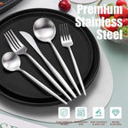 Lemeya Matte Silverware Set for 6,Modern Stainless Steel Brushed Cutlery Set,30-Pieces Heavy Duty Flatware Set,Knives Spoons and Forks Set Utensils Set, Satin Finish, Dishwasher Safe