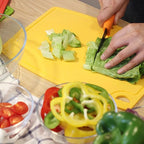 Silicone Thick Cutting Boards Mats Set of 3pcs Foldable & Flexible Design Juice Grooves Easy Grip Handle Dishwasher Safe for Kitchen,BPA free Silicone Cutting Mats-Yellow