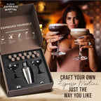 Espresso Martini Kit Gift Set– Complete Martini Maker Set with Espresso Mix, Party-Ready Accessories, and Elegant Decorations for Birthdays and Events, Birthday Gifts for Women