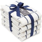 100% Cotton Terry Dish Towels, 4 Pack Checks, 16 x26 Inches, Super Soft and Absorbent Kitchen Towels, Perfect for Kitchen Cleaning and Dish Washing | Navy Blue