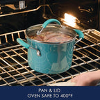 Rachael Ray Cucina Hard Porcelain Enamel Nonstick Multi-Pot / Steamer Set, 3-Quart, Agave Blue - 16799